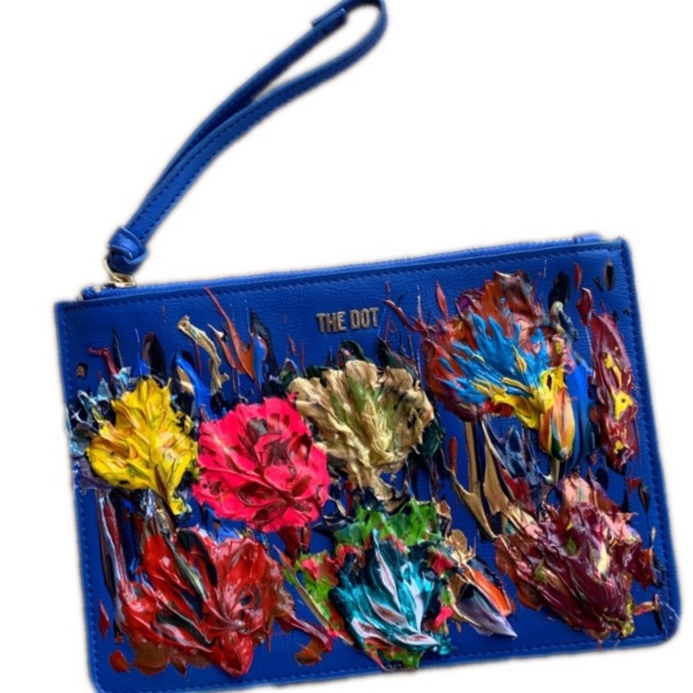 The Dot brand large clutch/wristlet, painted front
